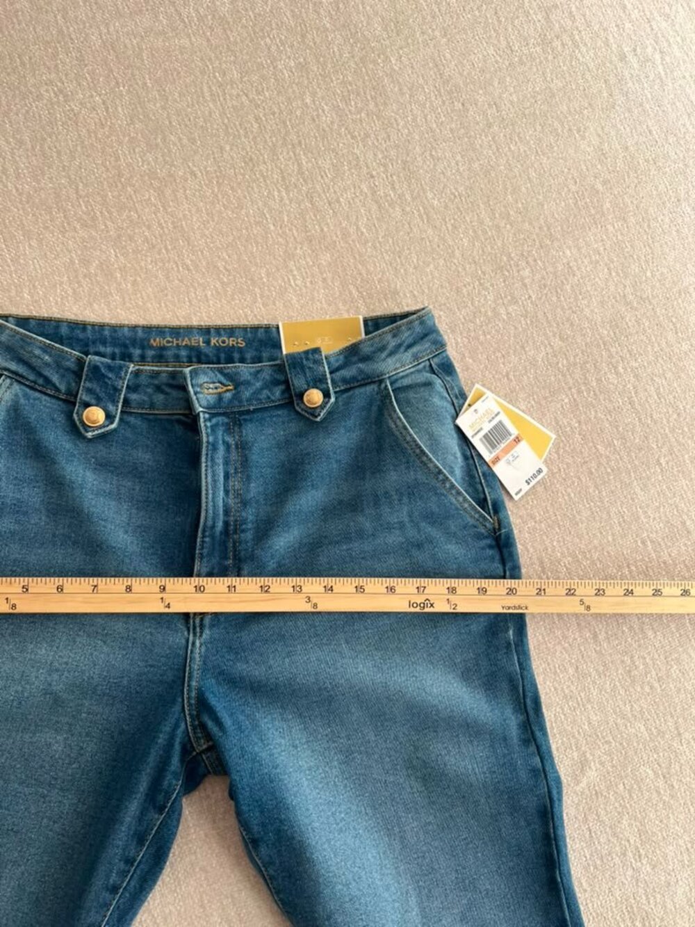 Michael Kors Selma Crop Flare Jeans Size 12 NWT High Rise Blue Denim - Picture 8 of 10